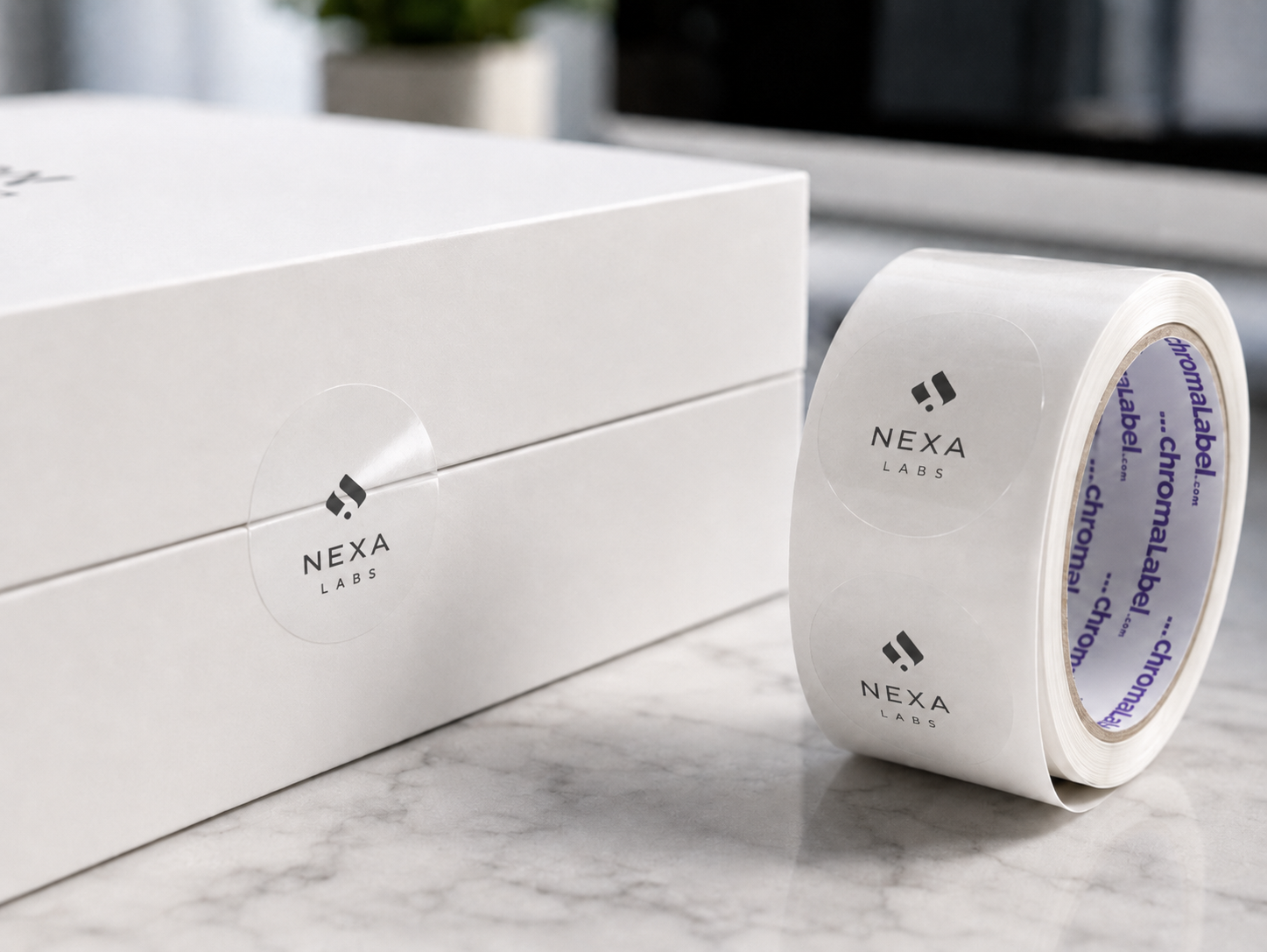 Custom tape on branded packaging
